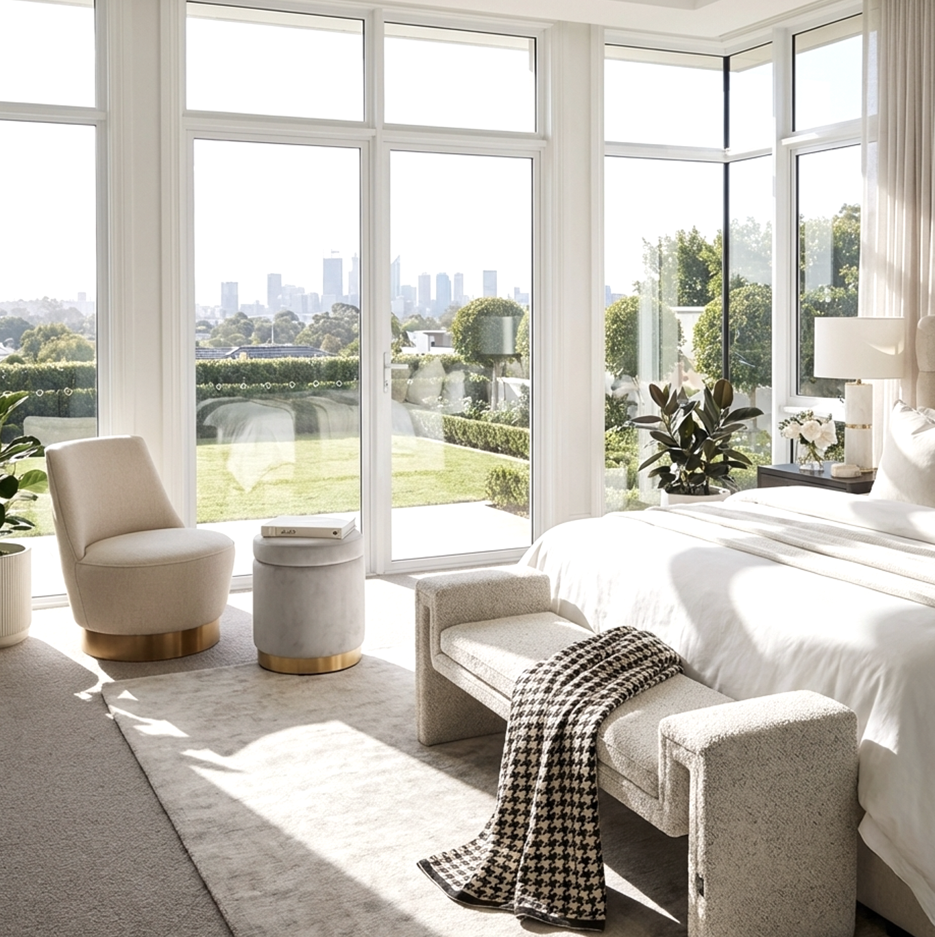 Solace Tweed Bench - Frosted Grey | Stylish Bedroom Bench By Interior Ave