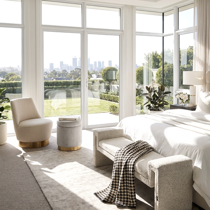 Solace Tweed Bench - Frosted Grey | Stylish Bedroom Bench By Interior Ave