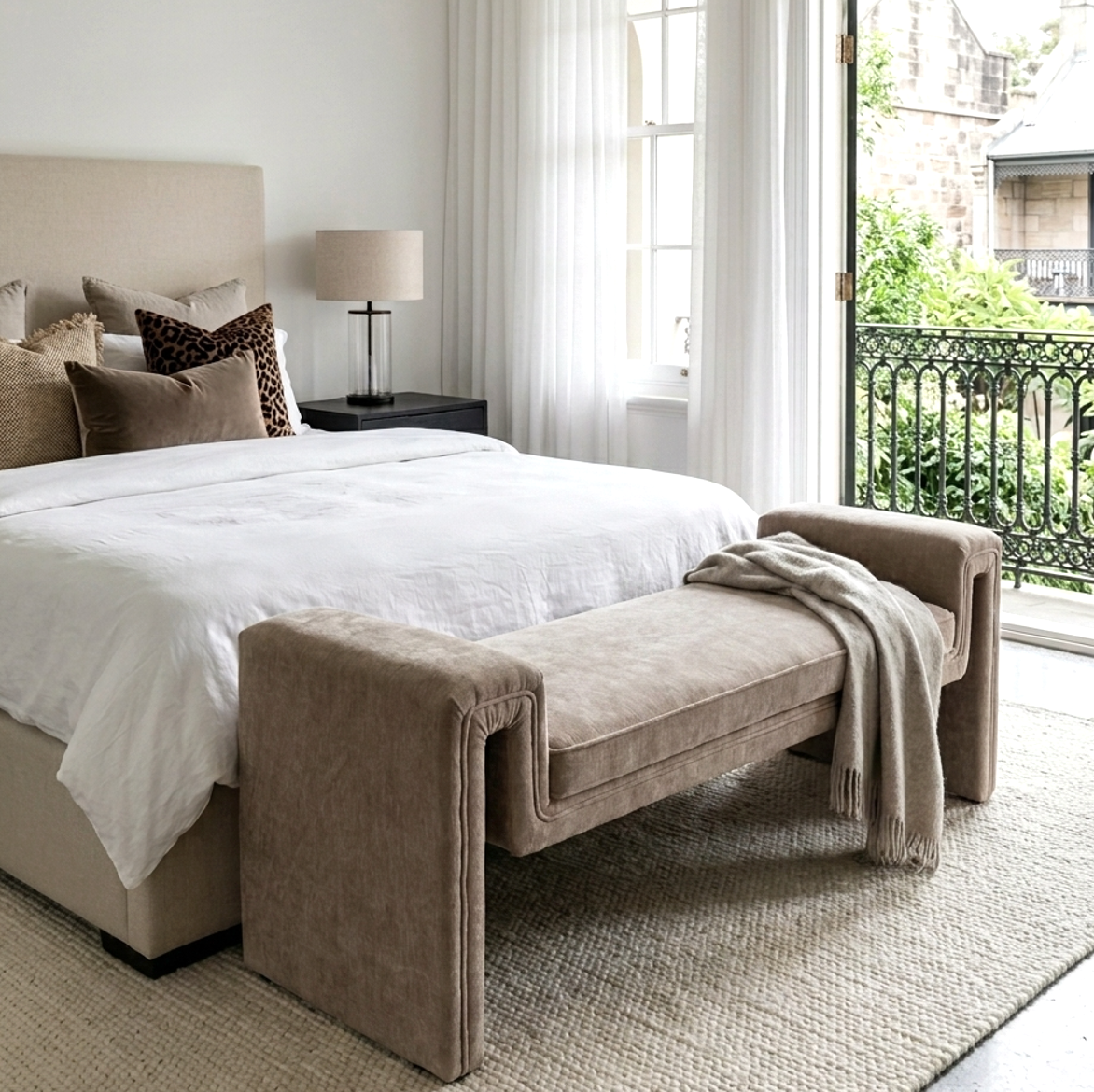 Solace Textured Bench - Natural Taupe