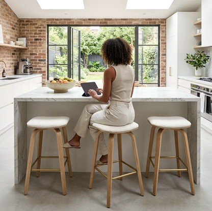 Sorene Oak Bar Stool - White + Oak Set of Two