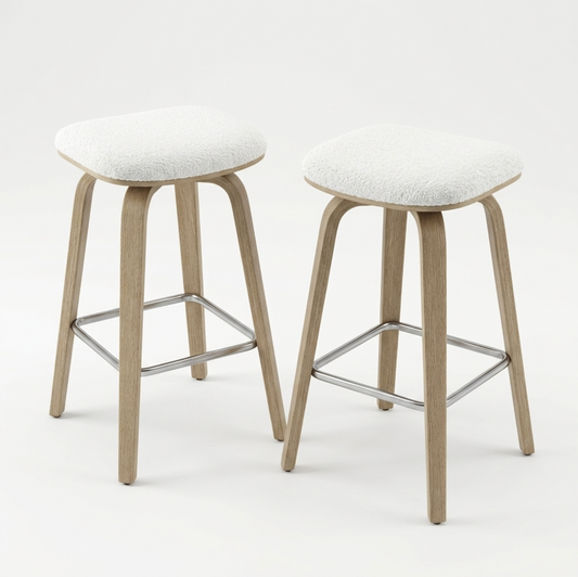 Sorene Oak Bar Stool - White + Oak Set of Two