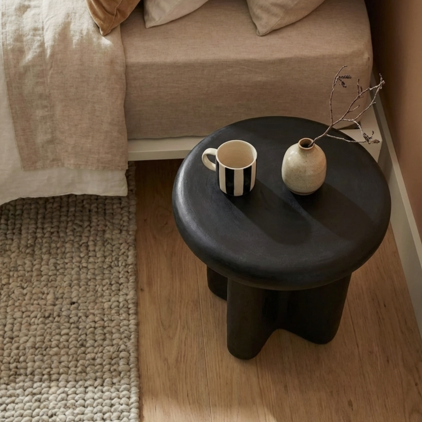 Santorini Black Stone Side Table