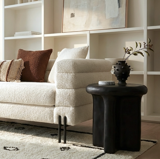 Santorini Black Stone Side Table