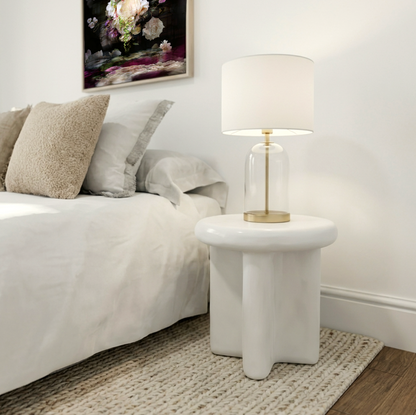 Santorini Stone Side Table- Off White