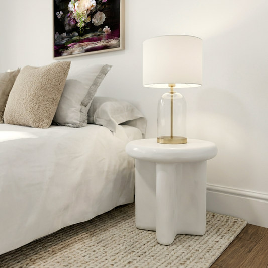 Santorini Stone Side Table- Off White