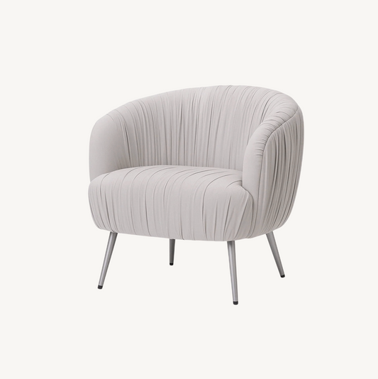 Vespa Pleated Velvet Accent Chair – Pearl Grey Armchair