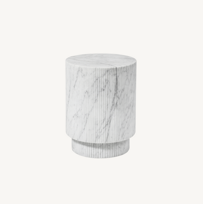 Vera Fluted Stone Side Table - Marble