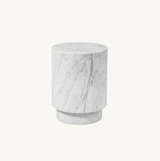 Vera Fluted Stone Side Table - Marble