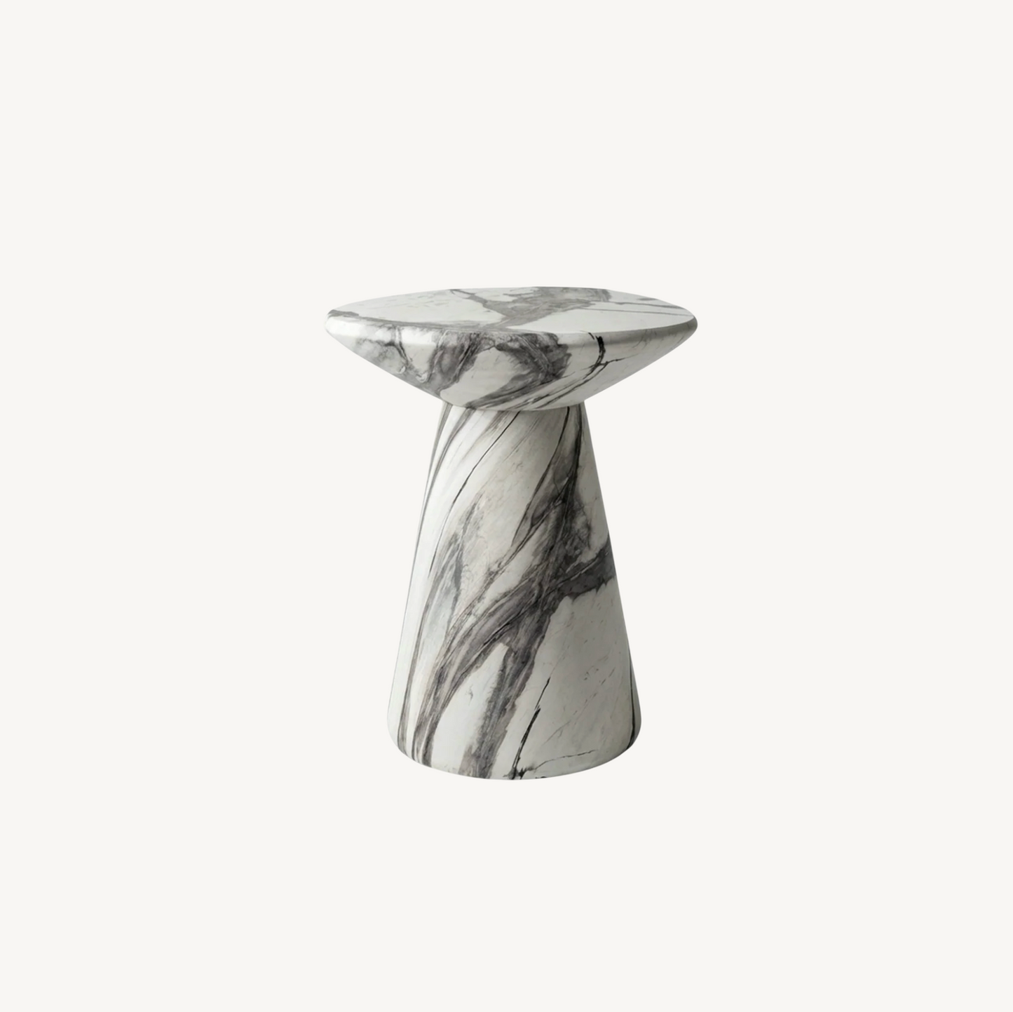 Veneta Stone Side Table - Panda Marble Finish