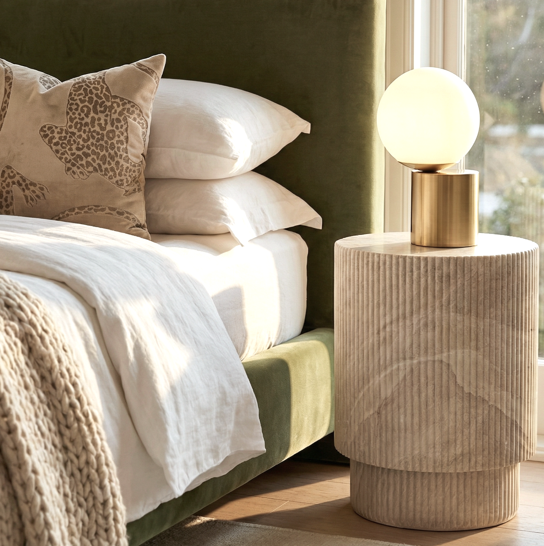 Vera Fluted Stone Side Table | Stone Side Table by Interior Ave