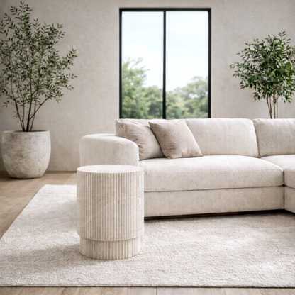 Vera Fluted Stone Side Table - Natural Stone