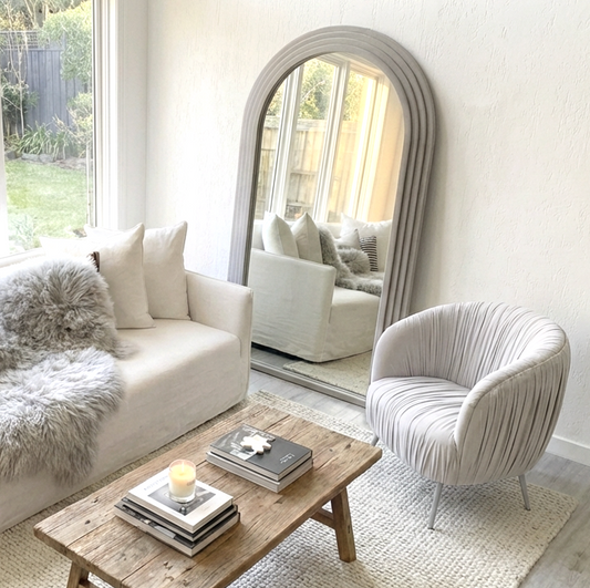 Vespa Pleated Velvet Accent Chair – Pearl Grey Armchair