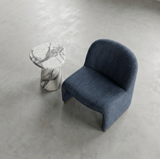 Veneta Stone Side Table - Panda Marble Finish