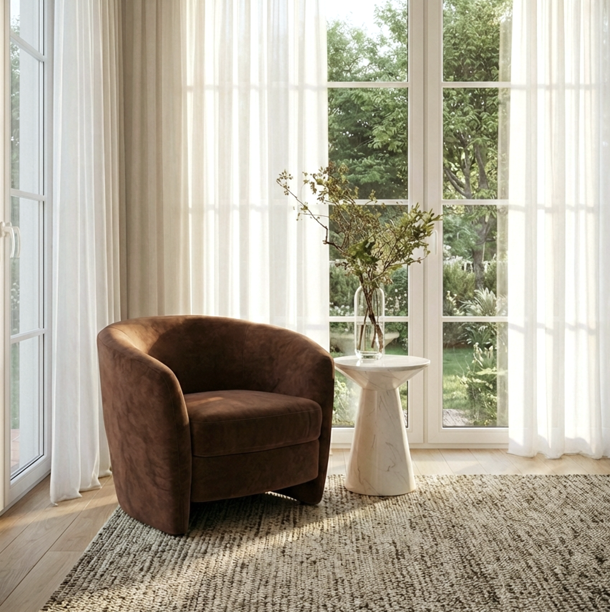 Veneta Stone Side Table - Calacatta Ivory