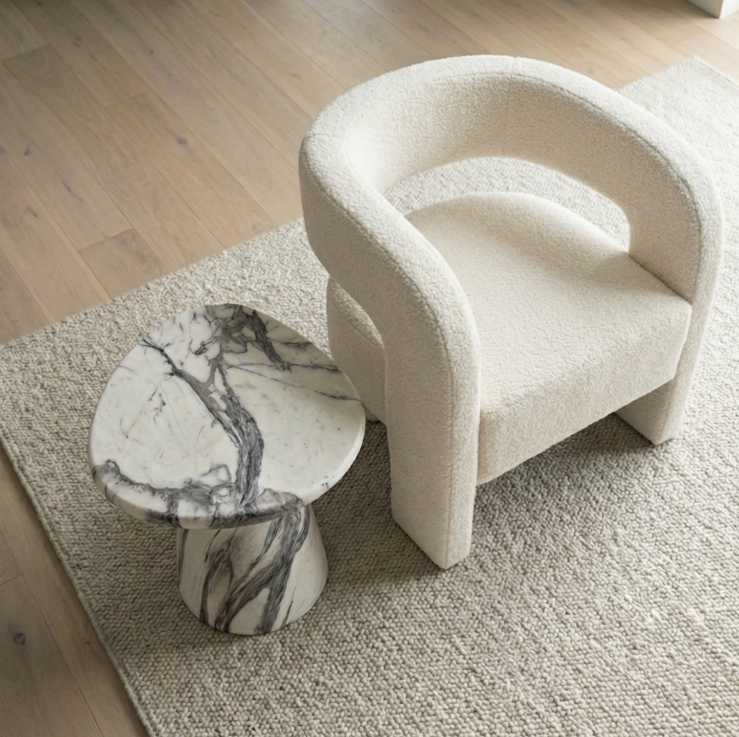 Veneta Stone Side Table - Panda Marble Finish