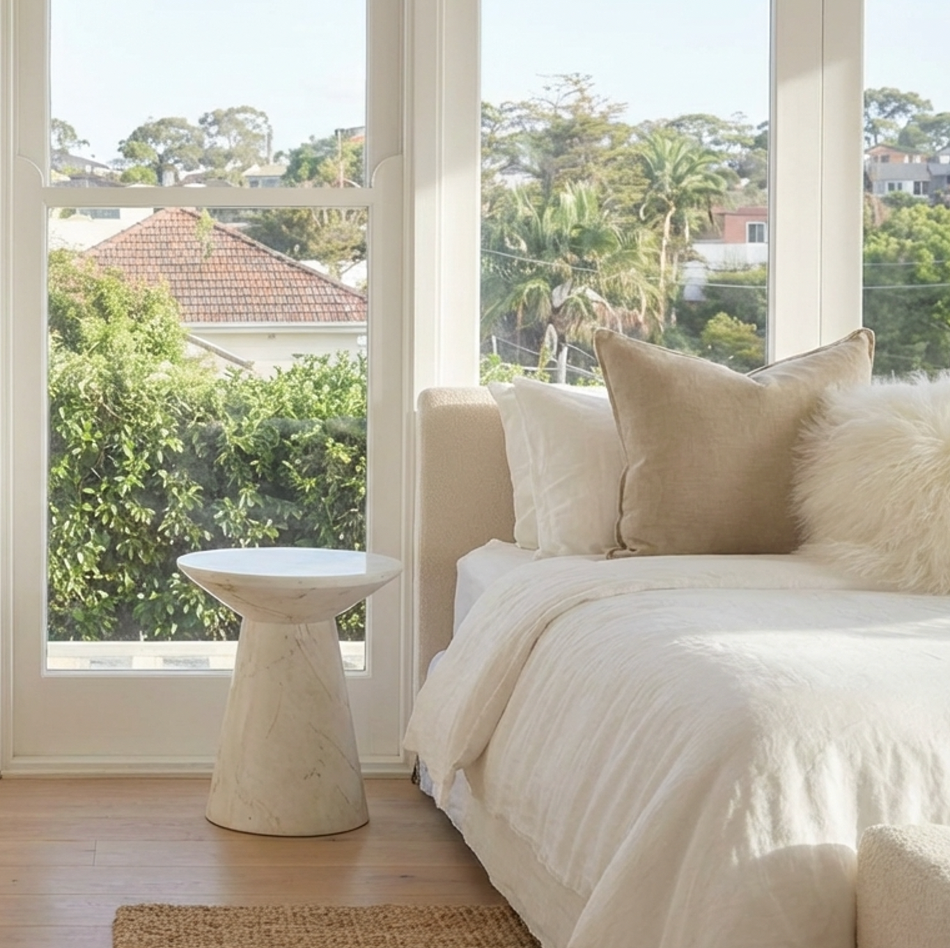 Veneta Stone Side Table - Calacatta Ivory