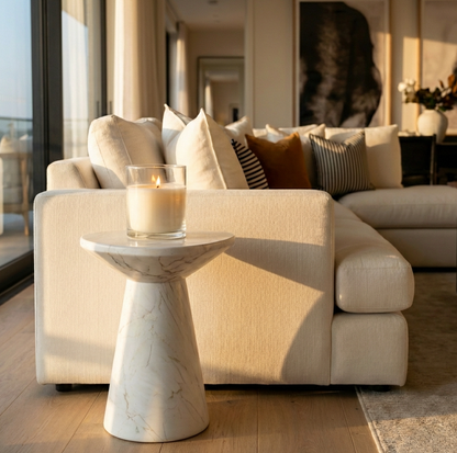 Veneta Stone Side Table - Calacatta Ivory