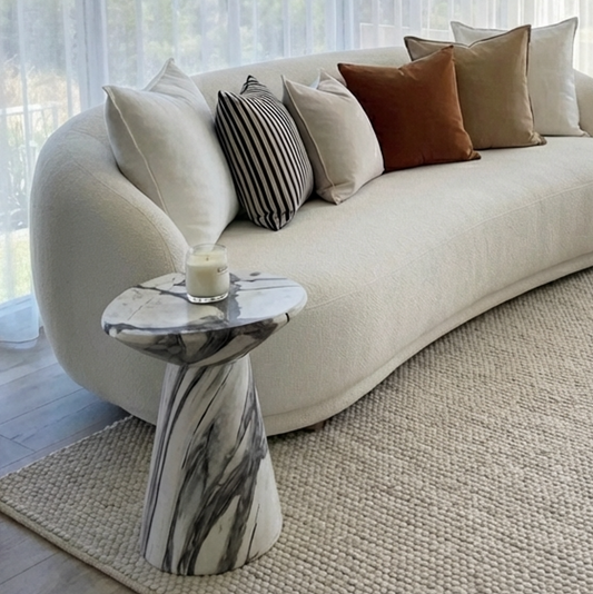 Veneta Stone Side Table - Panda Marble Finish