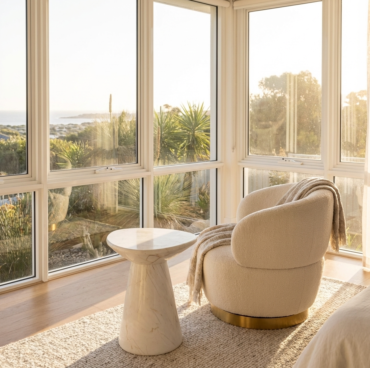 Veneta Stone Side Table - Calacatta Ivory