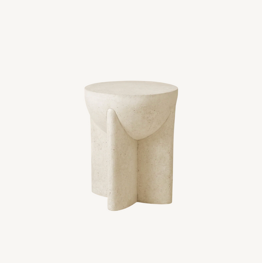 Zelda Sculptural Stone Side Table – Sand Textured Accent