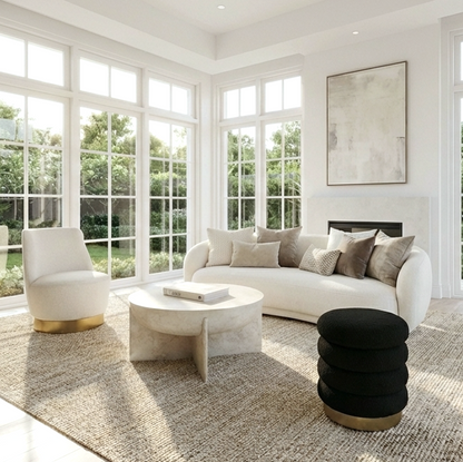 Zelda Sculptural Stone Coffee Table – Sand Textured Finish