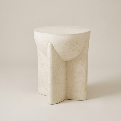 Zelda Sculptural Stone Side Table – Sand Textured Accent