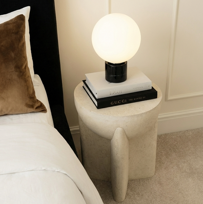 Zelda Sculptural Stone Side Table – Sand Textured Accent