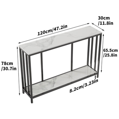 Bronte Dual Layer Hallway Console - White Marble Stone