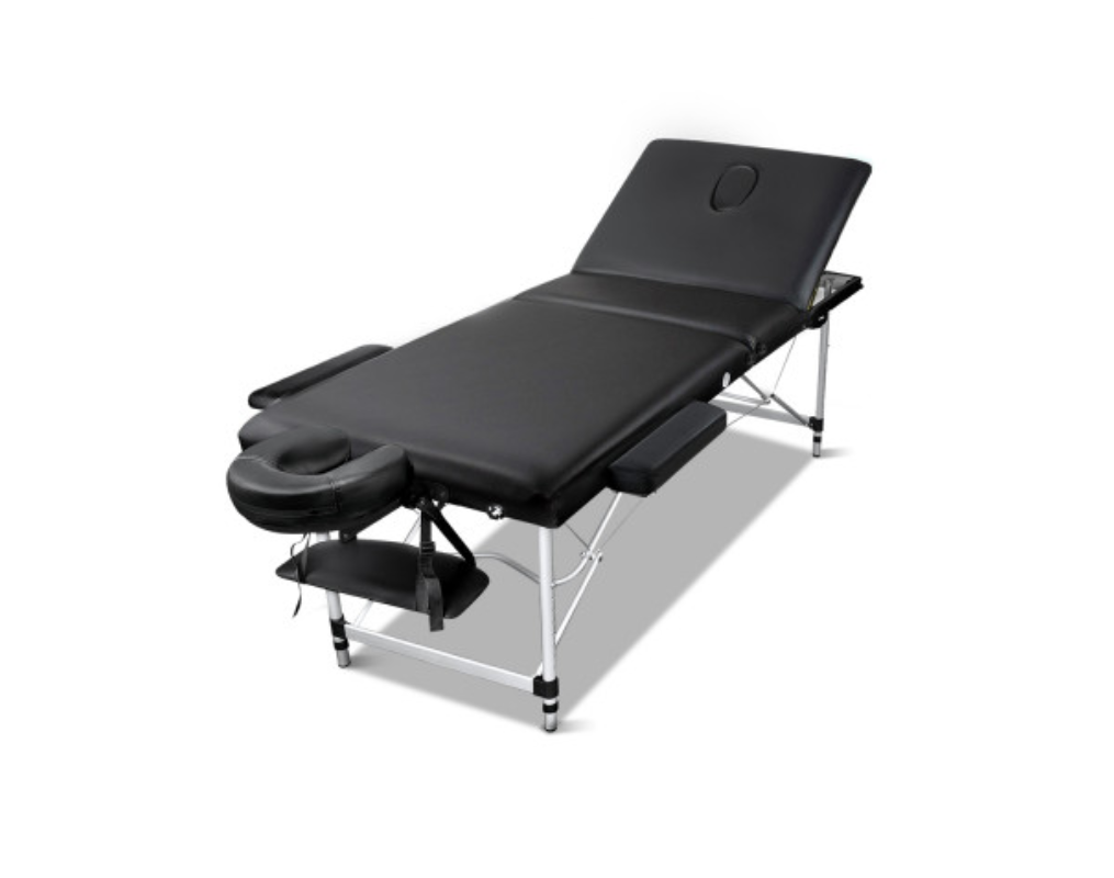 MASSAGE TABLE / BEAUTY BED - BLACK - TRI FOLD