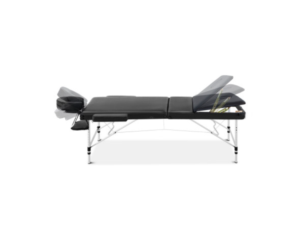 MASSAGE TABLE / BEAUTY BED - BLACK - TRI FOLD