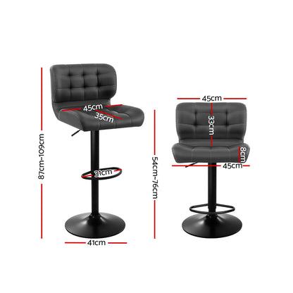 Byron Padded Bar Stool - Charcoal Grey - Set of Two