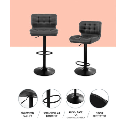 Byron Padded Bar Stool - Charcoal Grey - Set of Two