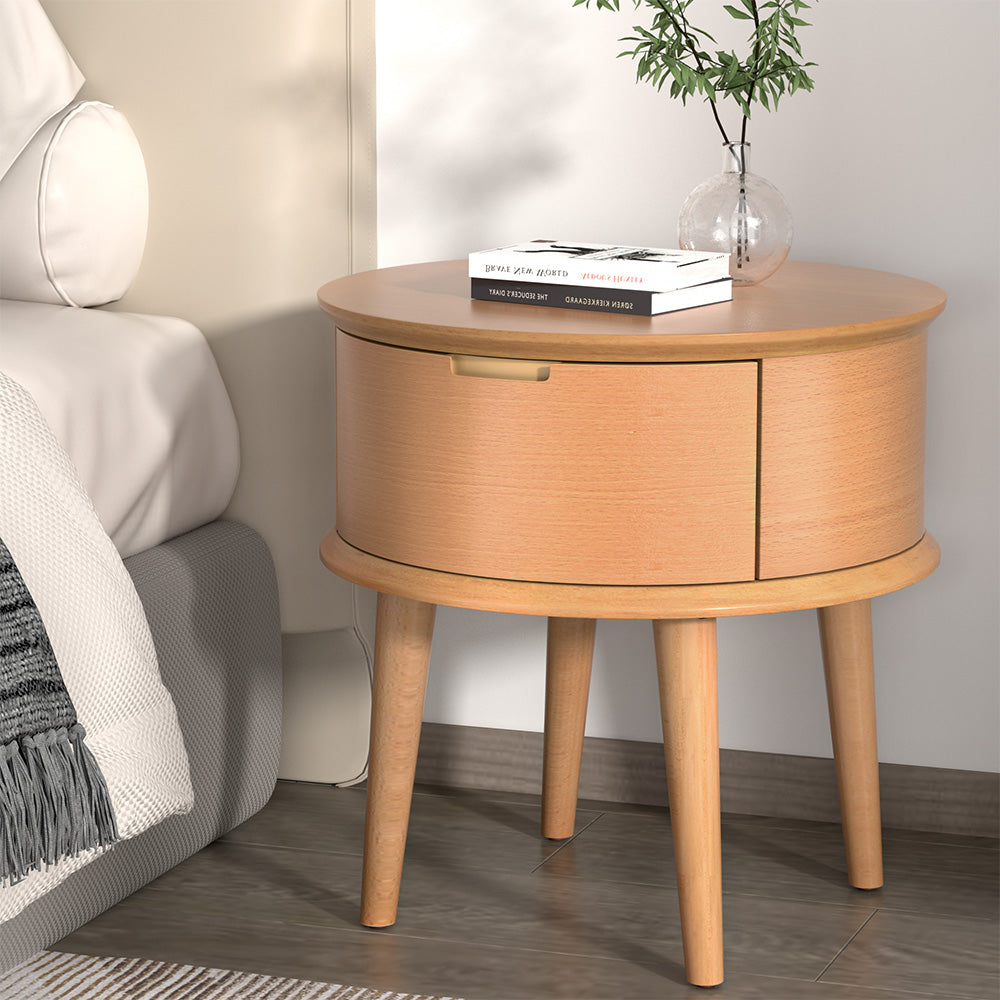 JADA CURVED OAK BEDSIDE TABLE