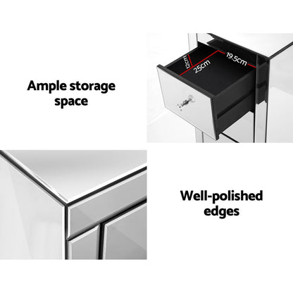 Alila Mirrored Beside Table - Silver