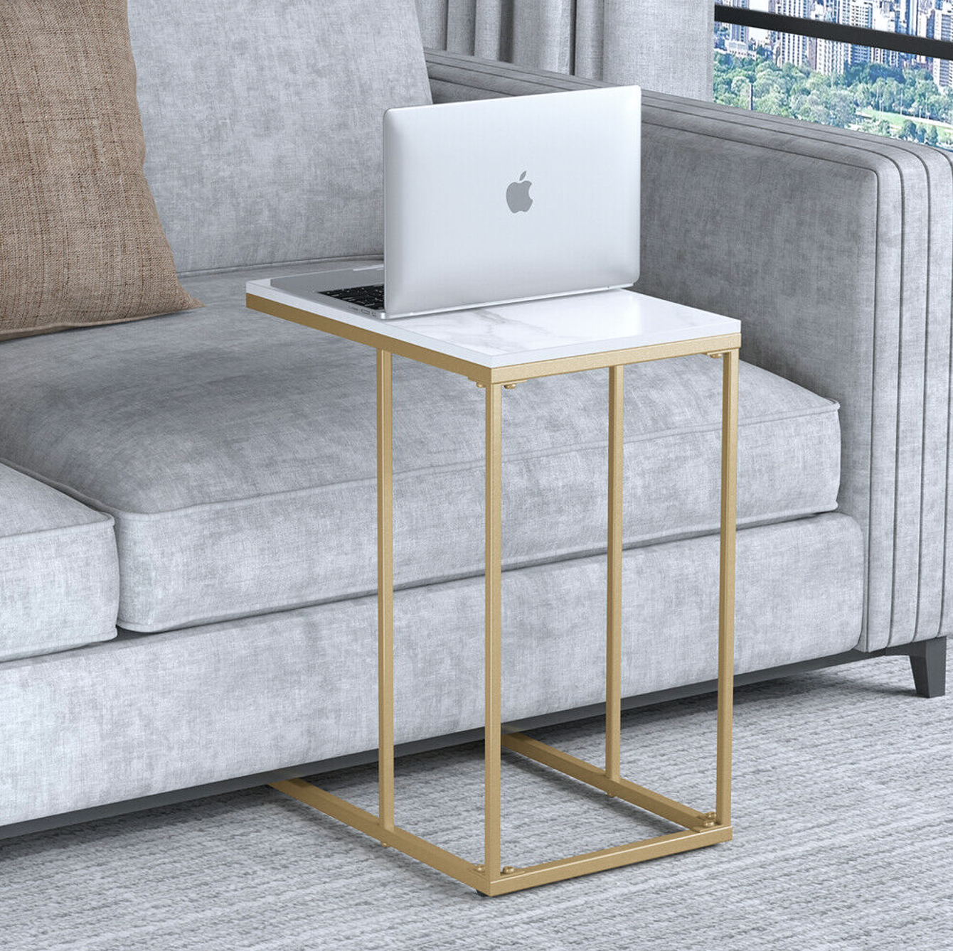 CATALINA C SHAPE STONE END TABLE