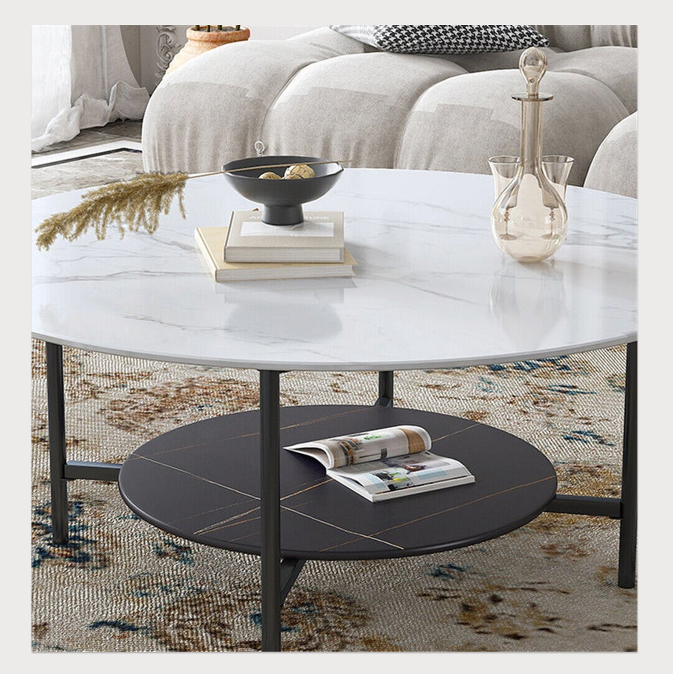 DUKE ROUND TWO TIER STONE COFFEE TABLE