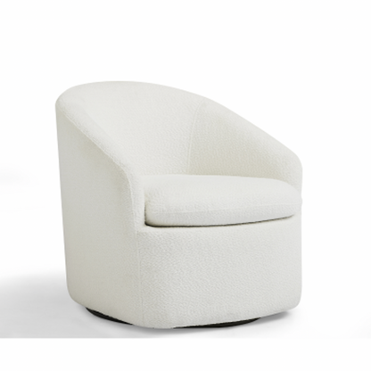 WHITE SWIVEL BOUCLE CHAIR