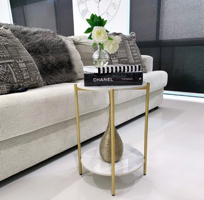 Alba Marble Stone Side Table - Black