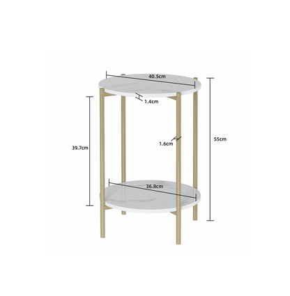 Alba Marble Stone Side Table - Black