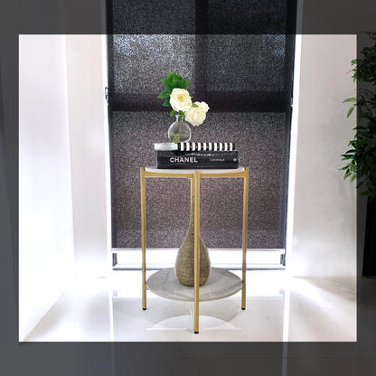 Alba Marble Stone Side Table - Black