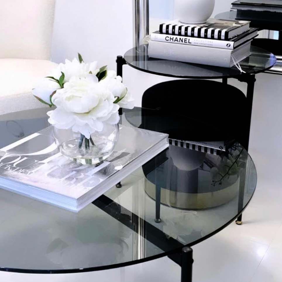 COCKTAIL - GLASS NESTED COFFEE TABLE SET