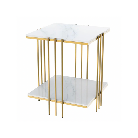 MILANO TWO TIER  STONE SIDE TABLE