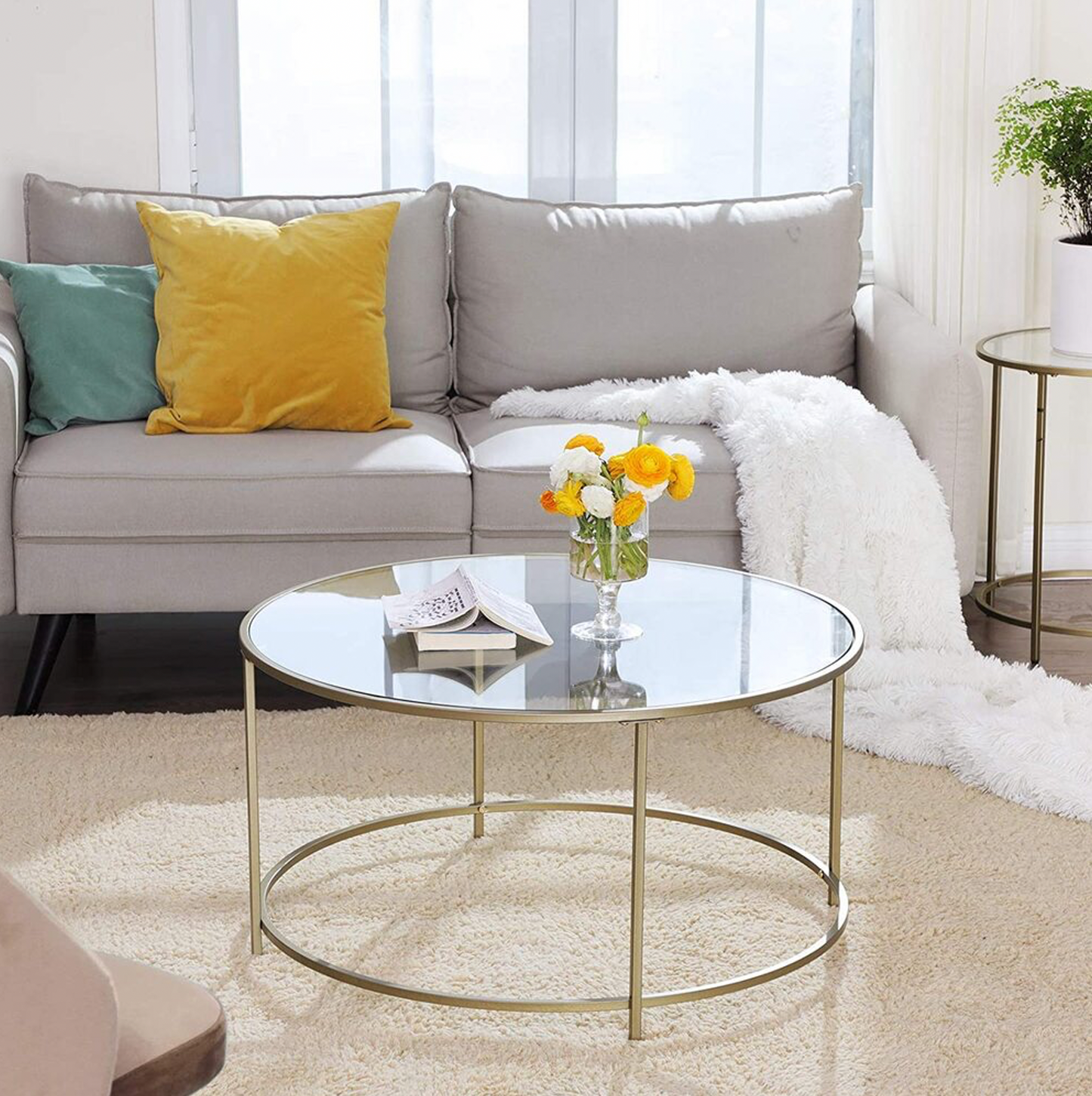 EMBLER GOLD GLASS COFFEE TABLE