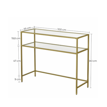 Embler 2 Tier Hallway Console Table - Gold