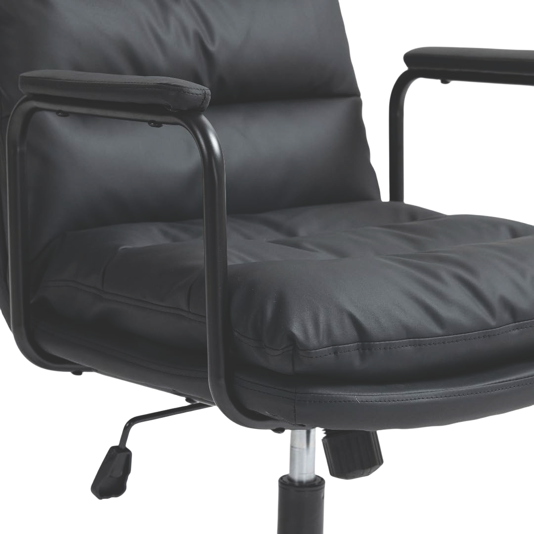 JENNA FAUX LEATHER CHAIR - BLACK