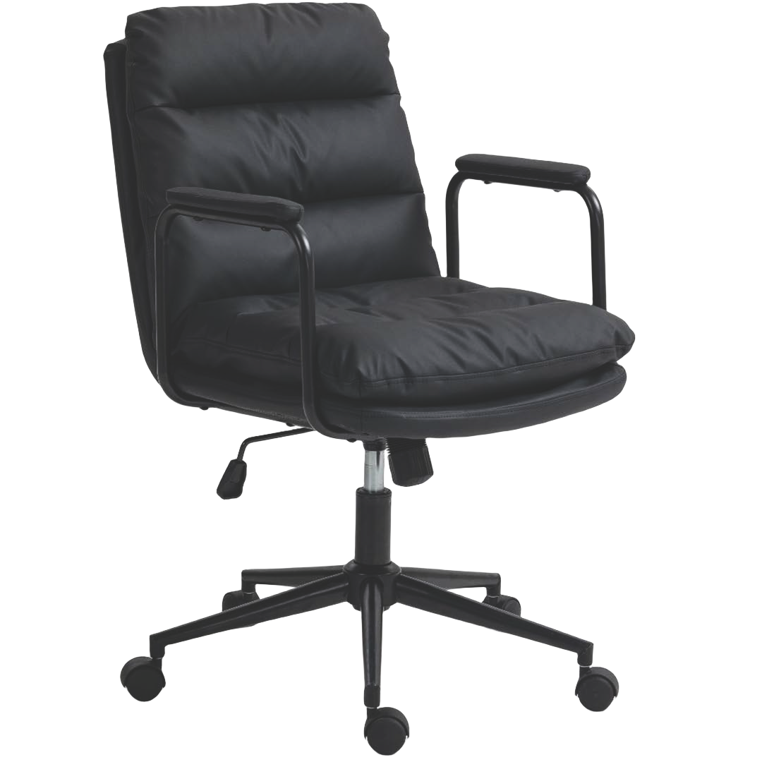 JENNA FAUX LEATHER CHAIR - BLACK