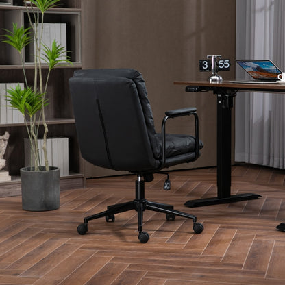 Jenna Faux Leather Office Chair - Black – luxury accent chair by Interior Ave