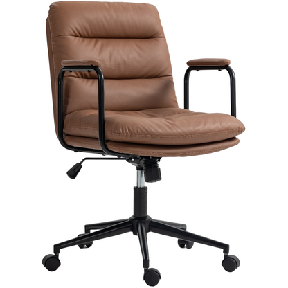 Jenna Faux Leather Office Chair - Brown – luxury accent chair by Interior Ave