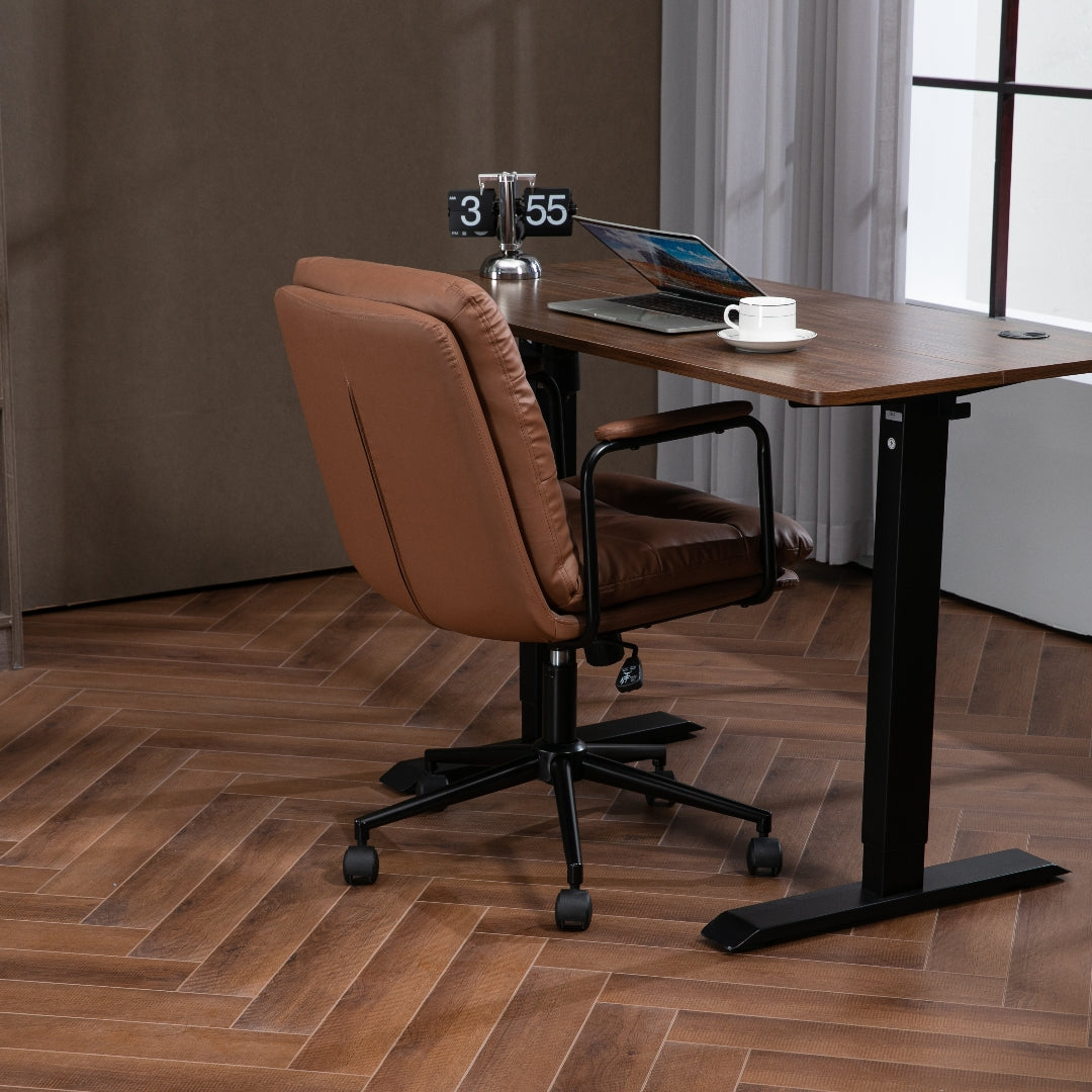 JENNA FAUX LEATHER OFFICE CHAIR - BROWN