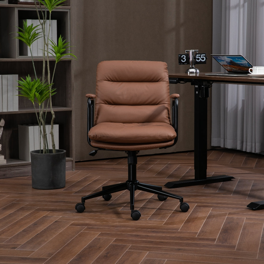 JENNA FAUX LEATHER OFFICE CHAIR - BROWN